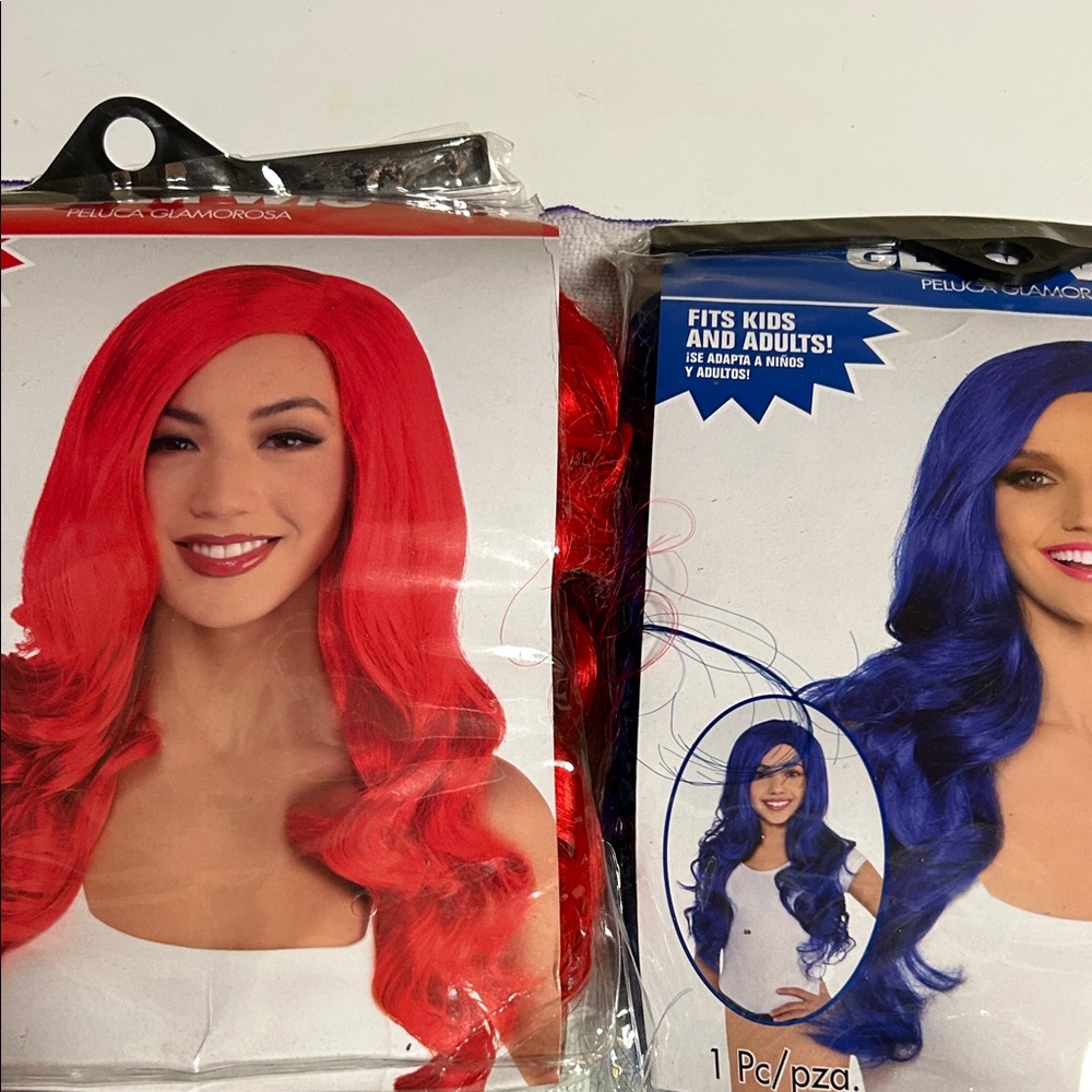 Red and Blue Hair Wig Set